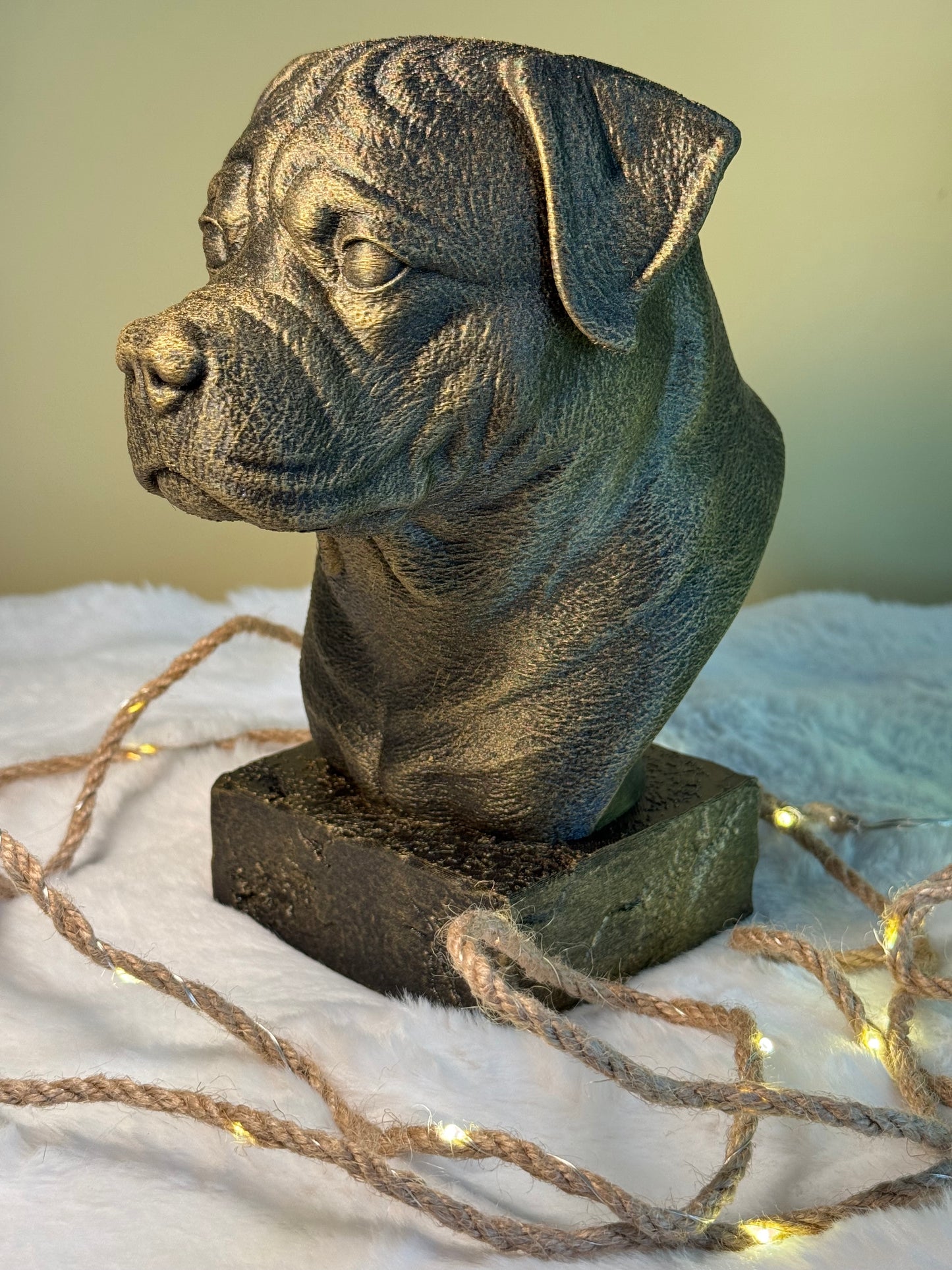 Rottweiler antique bust – hand-painted 3D print dog statue collectible decor