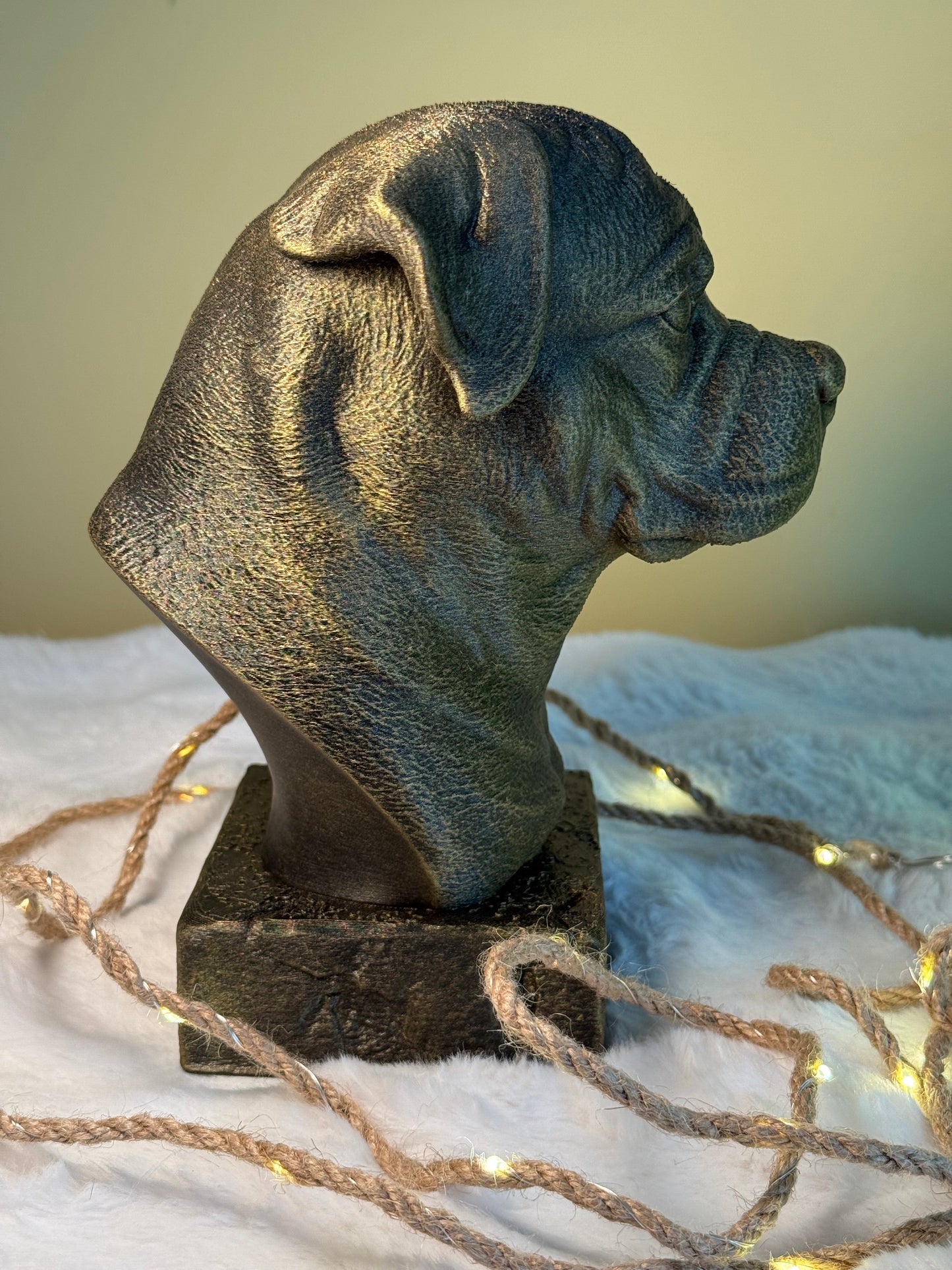 Rottweiler side view antique style bust – Rottweiler 3D printed dog statue home decor