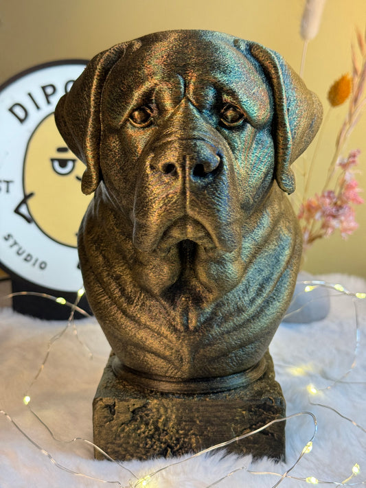 Saint Bernard Dog antique bust – hand-painted 3D print dog statue collectible decor