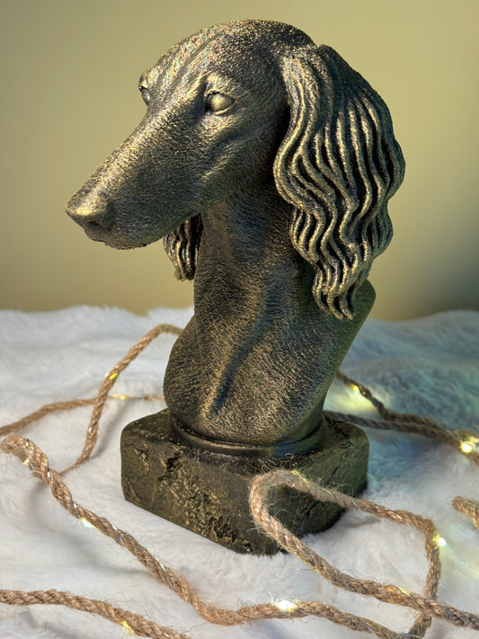 Saluki antique bust – hand-painted 3D print dog statue collectible decor