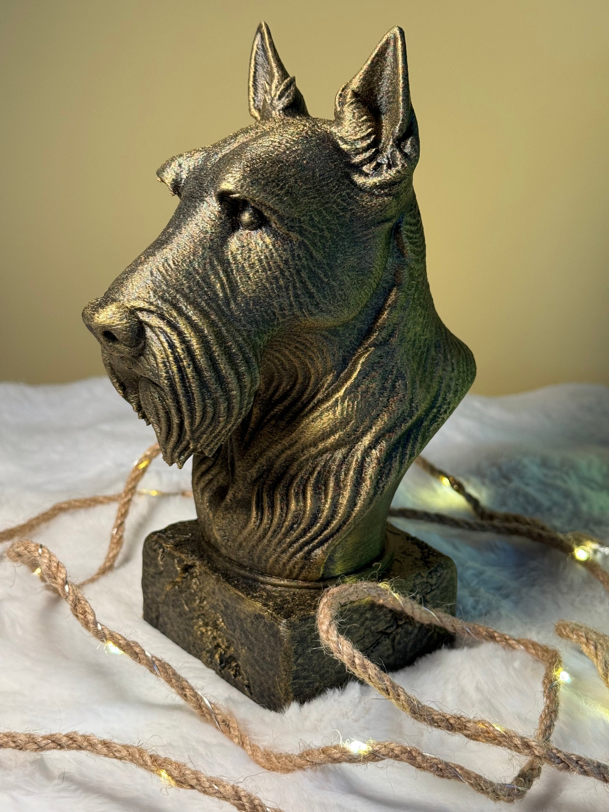 Scottish Terrier antique bust – hand-painted 3D print dog statue collectible decor