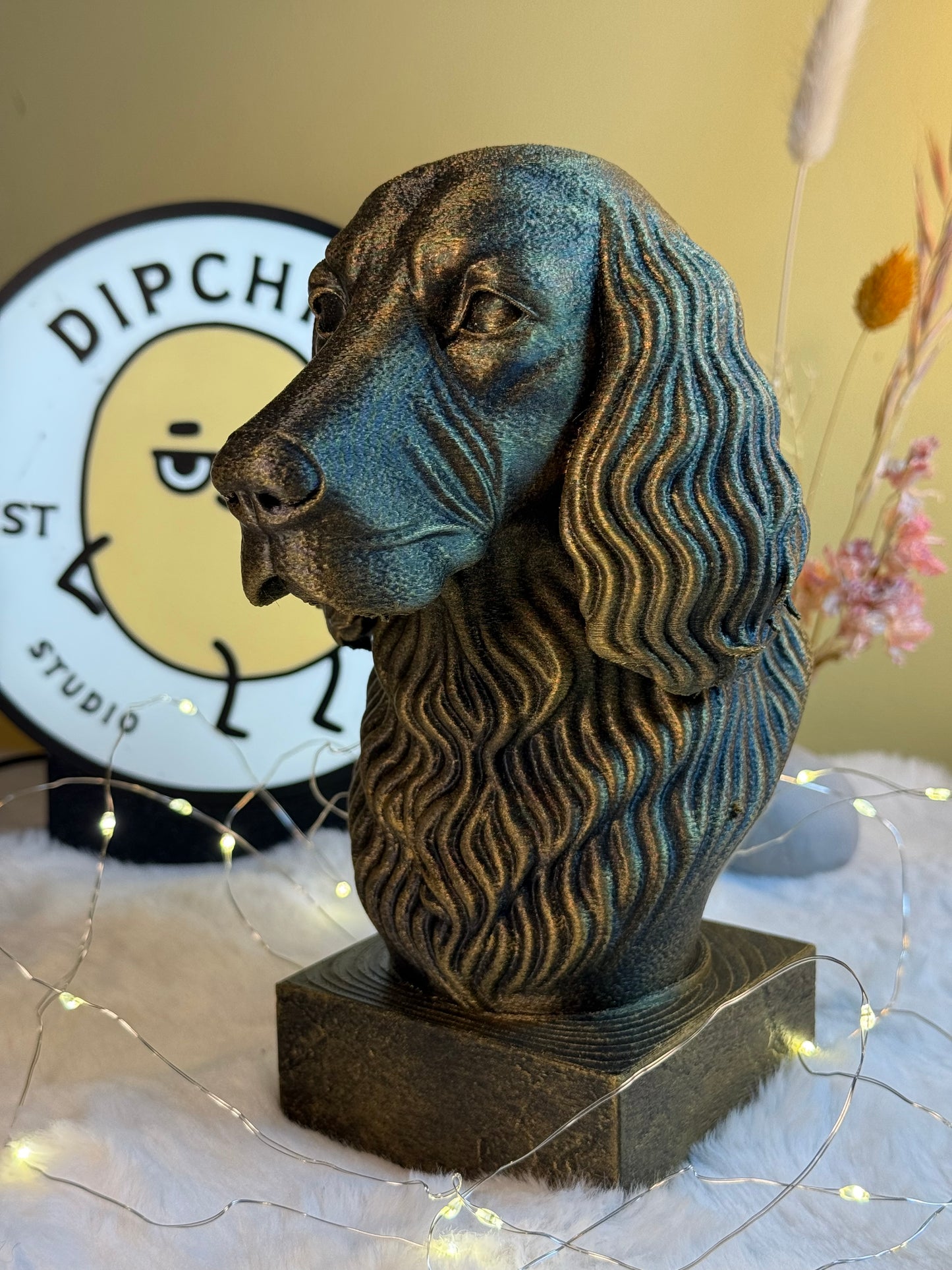 Setter Dog side view antique style bust – Setter Dog 3D printed dog statue home decor