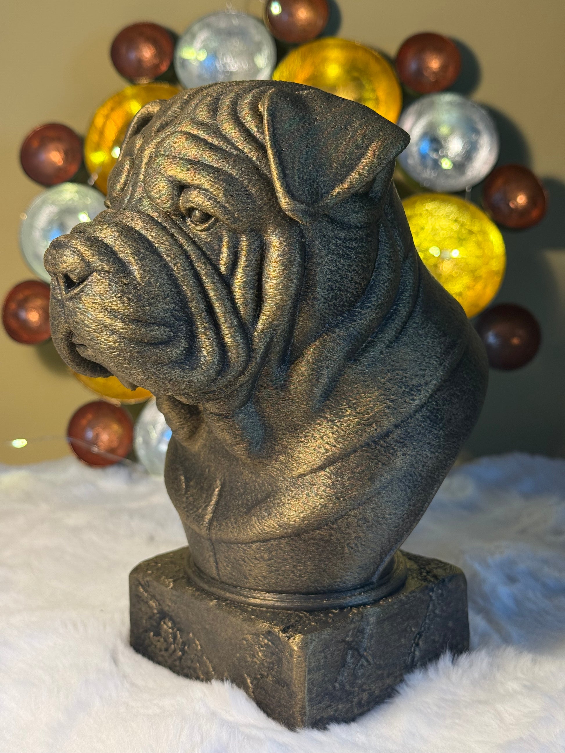 Shar Pei side view antique style bust – Shar Pei 3D printed dog statue home decor