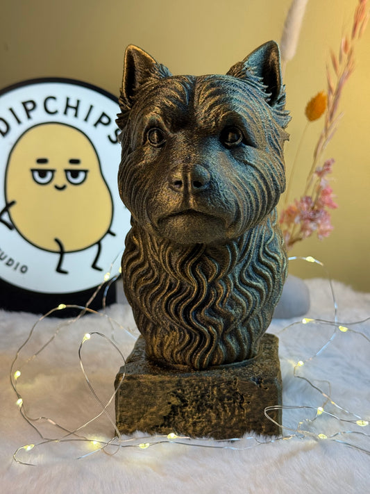 West Highland antique bust – hand-painted 3D print dog statue collectible decor
