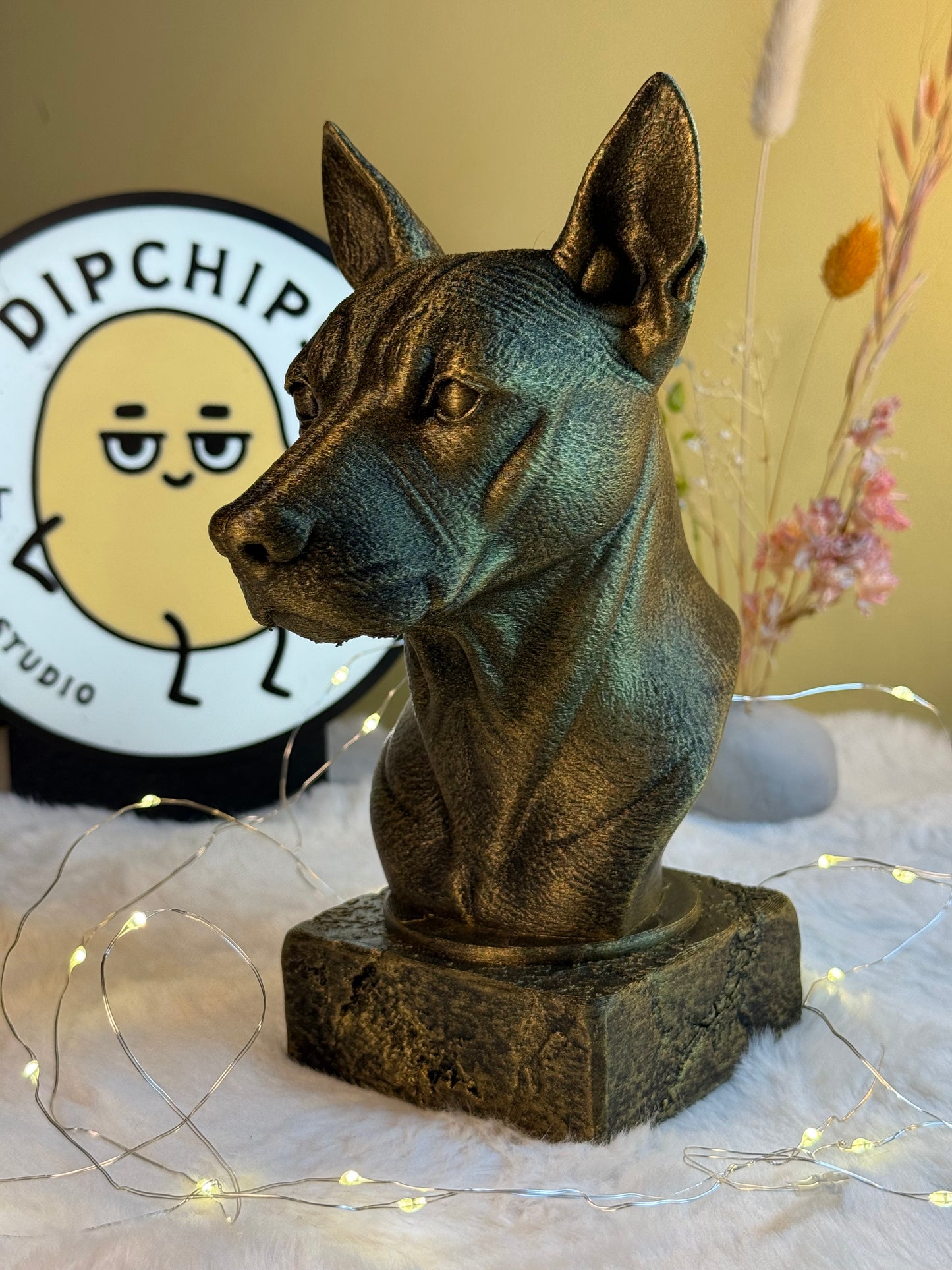 Xolo Dog side view antique style bust – Xolo Dog 3D printed dog statue home decor
