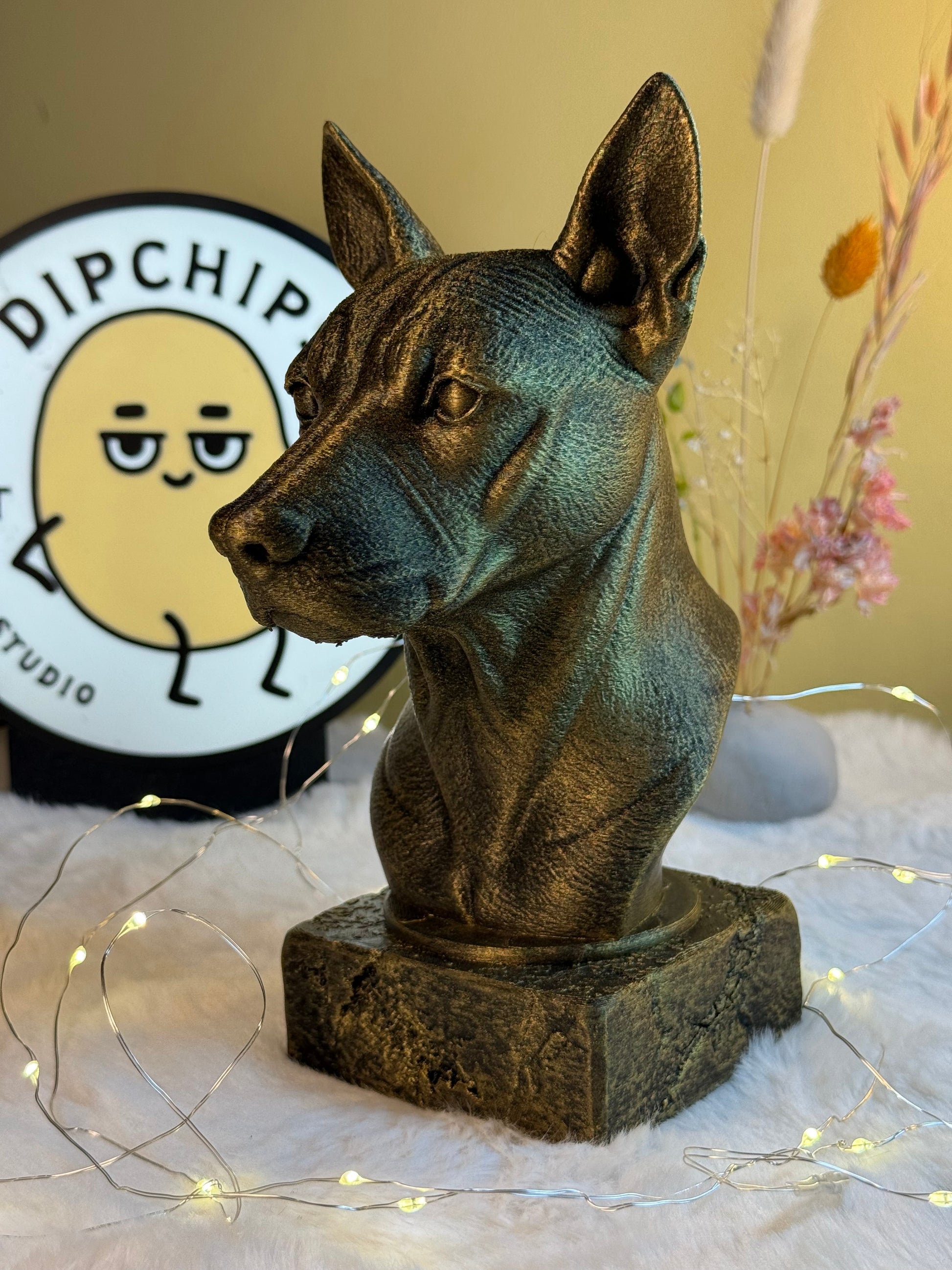 Xolo Dog side view antique style bust – Xolo Dog 3D printed dog statue home decor